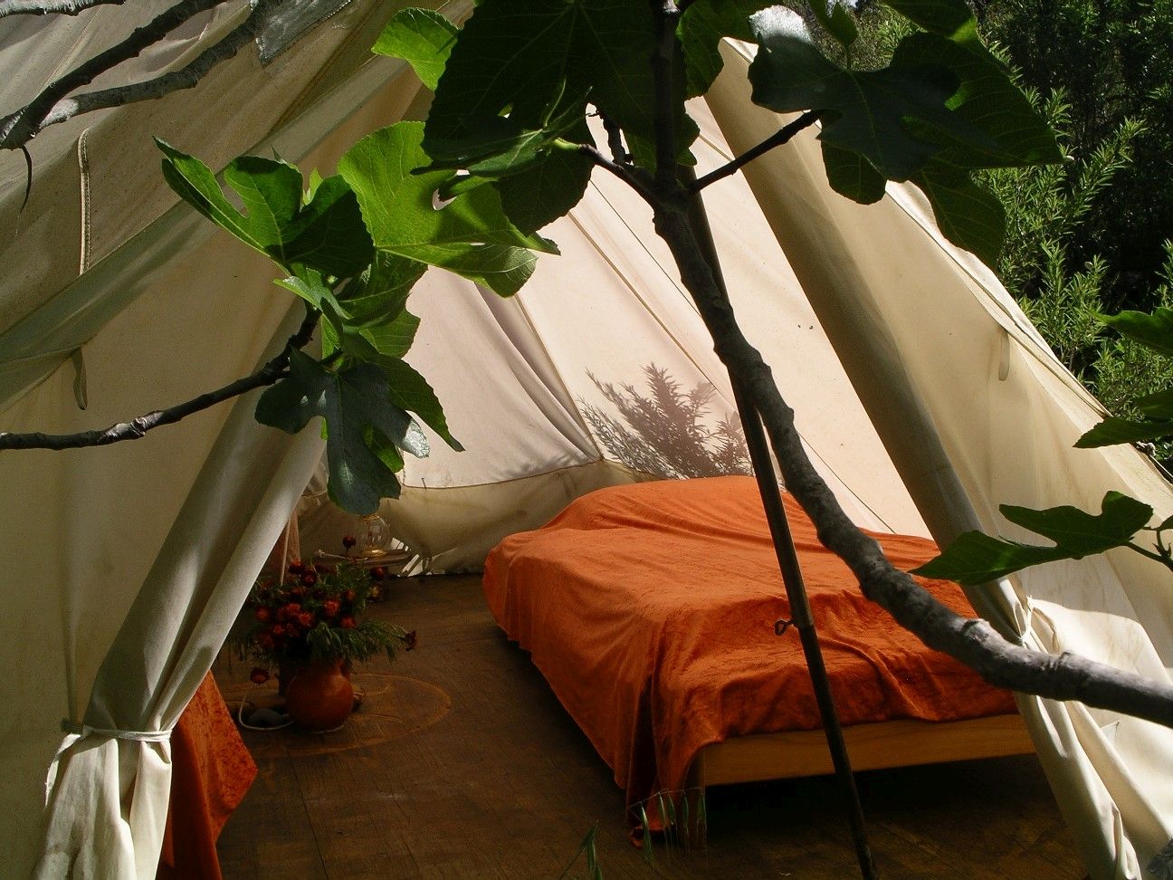 Das Baumwollzelt innen